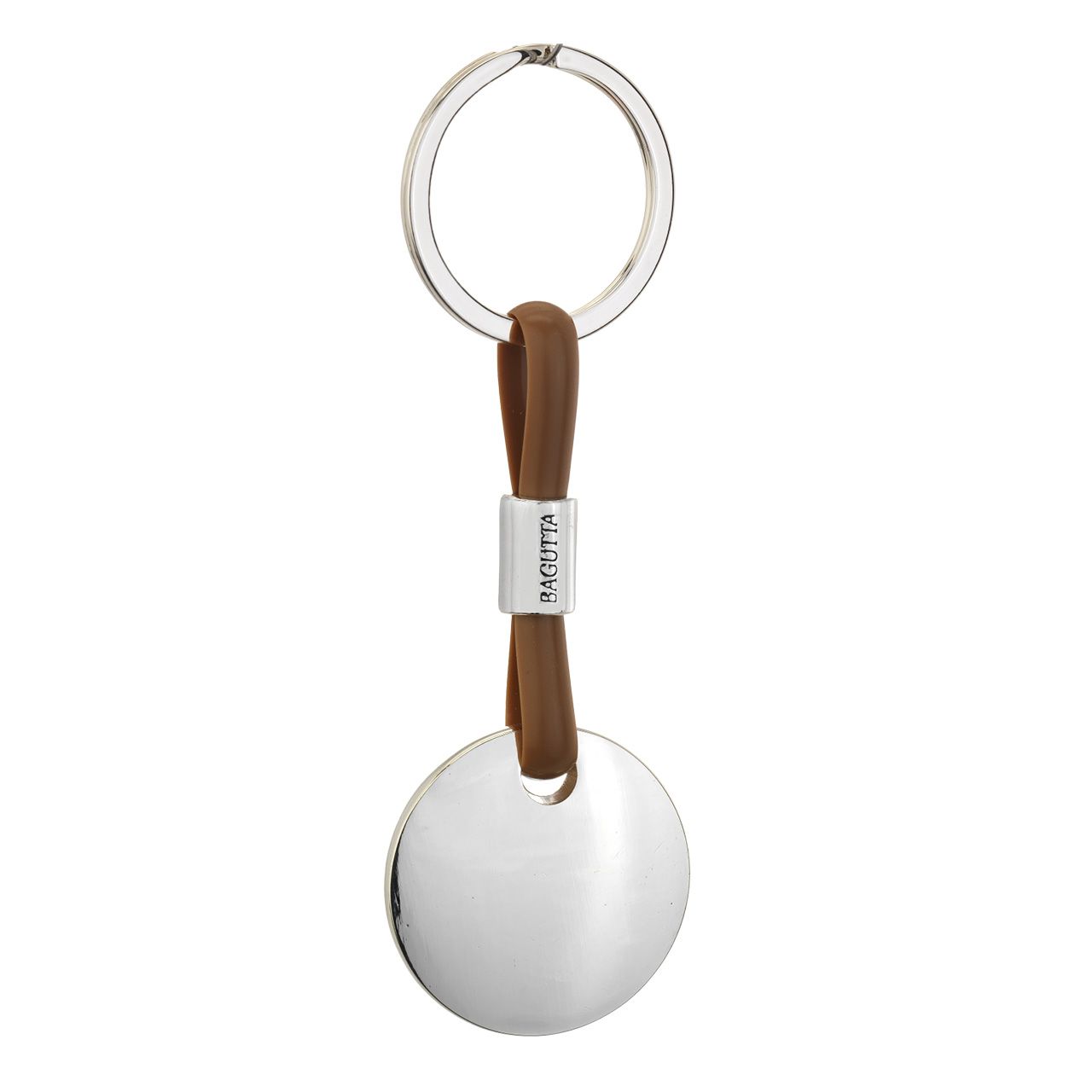 PORTACHIAVI SILVER PLATED CON CORDONE IN SILICONE CREMA